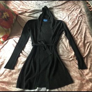 Dark grey long ribbed sweater